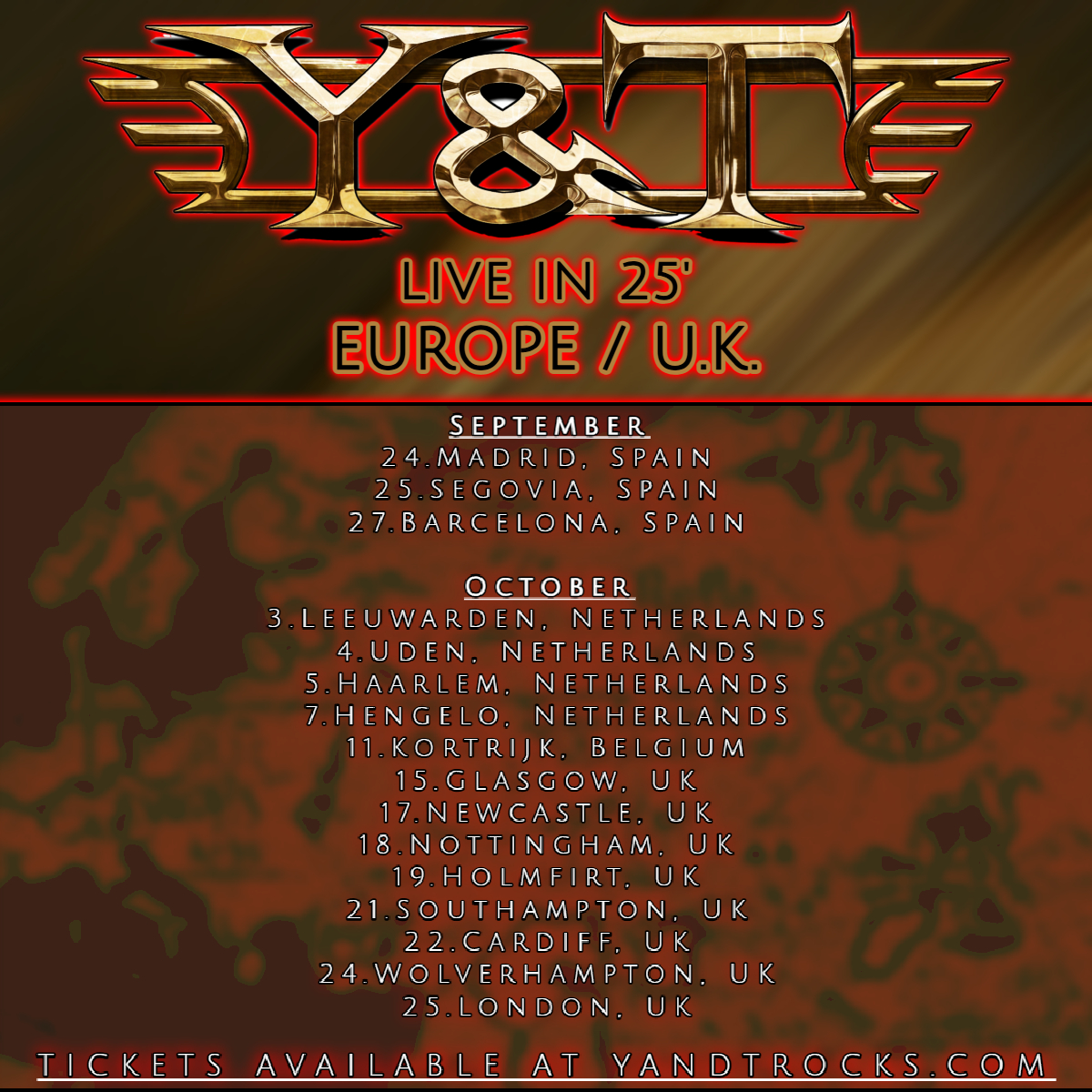 Y&T Live In '25 Tour Poster 2025
